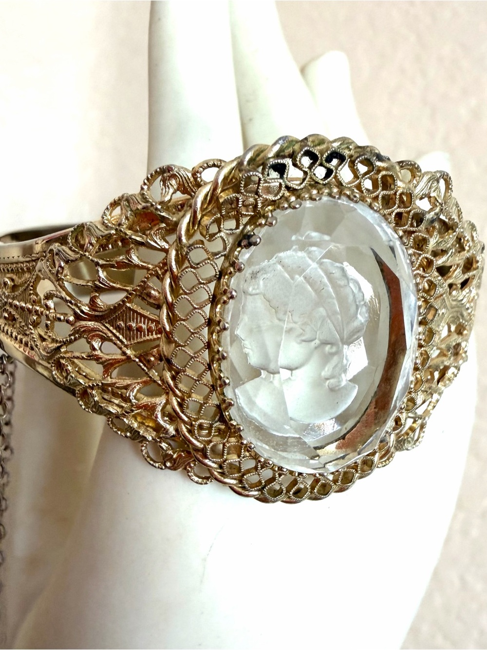 Whiting & Davis Intaglio cameo bracelet.